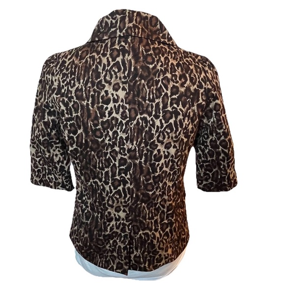 THX Thanx Women’s Petite Animal Print Jacket 3/4 Cuffed Sleeves Small Petite - Picture 4 of 10